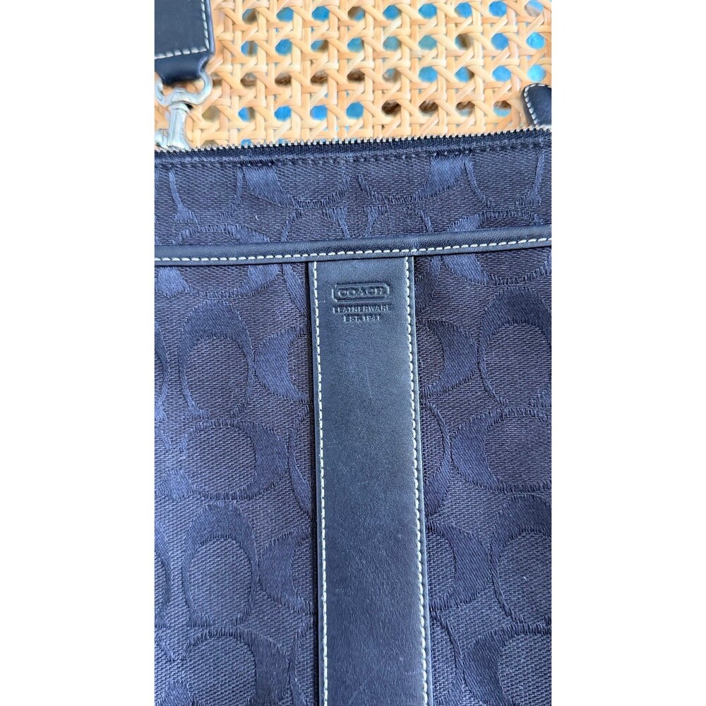 Coach Signature crossbody bag leather stripe canvas jacquard Black - Picture 2 of 9